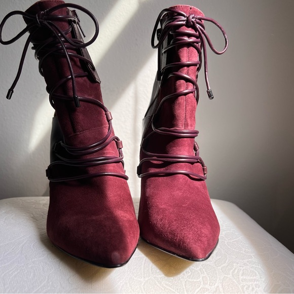 Nine West Maroon Leather Lace-Up Boot Size 5 1/2 - Picture 8 of 12